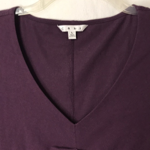 CABI Women’s Top Dark Plum Size L Ruched middle seam and Sleeves Bodycon - Picture 3 of 9